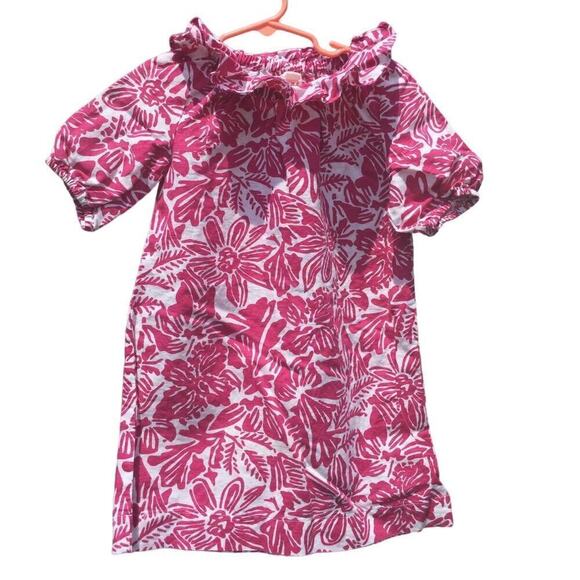 Crewcuts Other - Crewcuts girls dress size 5 linen ruffle pink white preppy coastal beachy flower